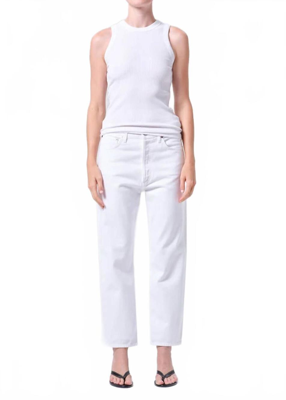 NEW AGOLDE women's 90's crop mid rise straight jean in marshmallow
